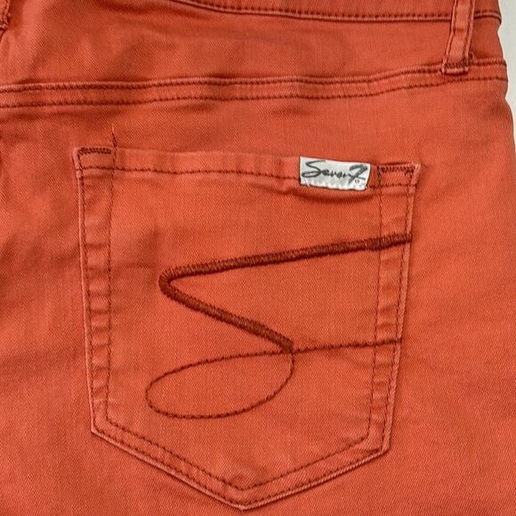 Seven7 | Women’s Coral Orange Casual Denim Jeans Shorts Size 10 - Picture 8 of 9